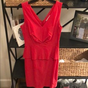 Badgely mishka salmon/pink/coral peplum dress